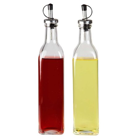 HOME BASICS Leak Proof Easy Pour Oil and Vinegar Bottle, Set of 2, Clear OV01704